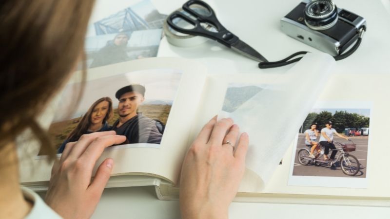 storing printed photos in photo album